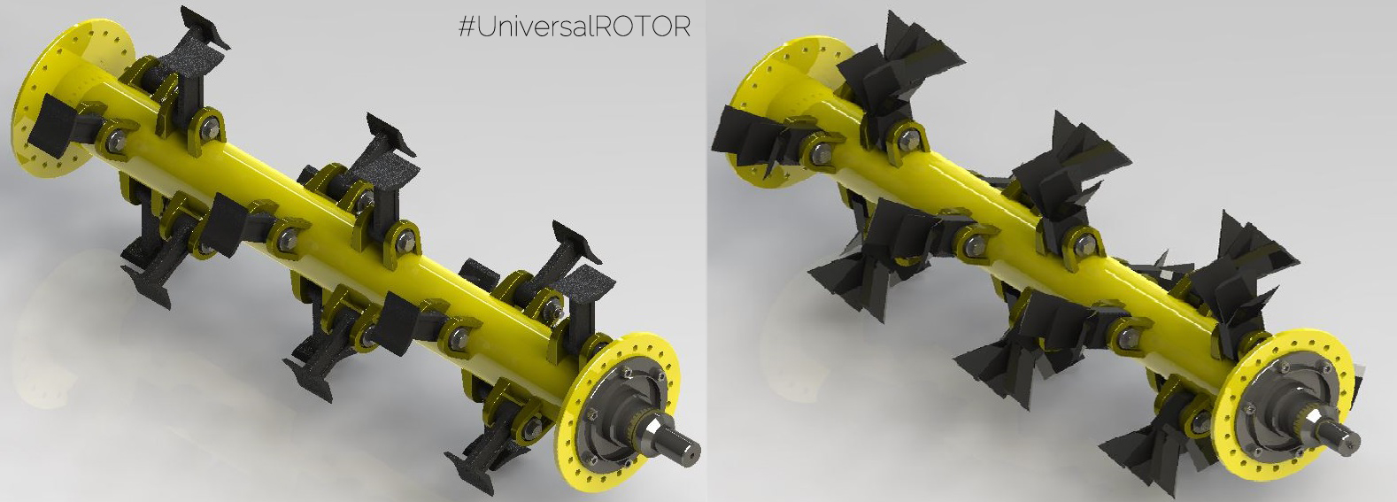 Wał uniwersalny UniversalROTOR2 głowicy bijakowej GH z nożami typu Y