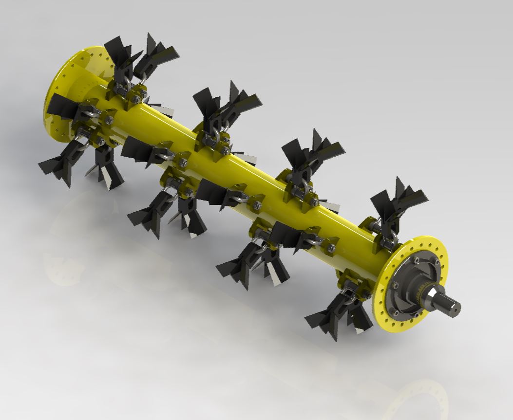 Precision ROTOR — wał na szeklach z nożami Y i nożami środkowymi do głowicy bijakowej GH120